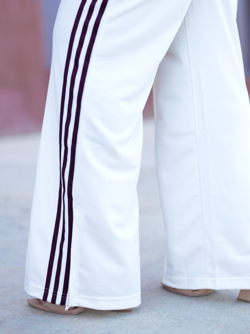 Adidas Cream & Burgundy Track Pants | Size Medium | Like New - Picture 4 of 7